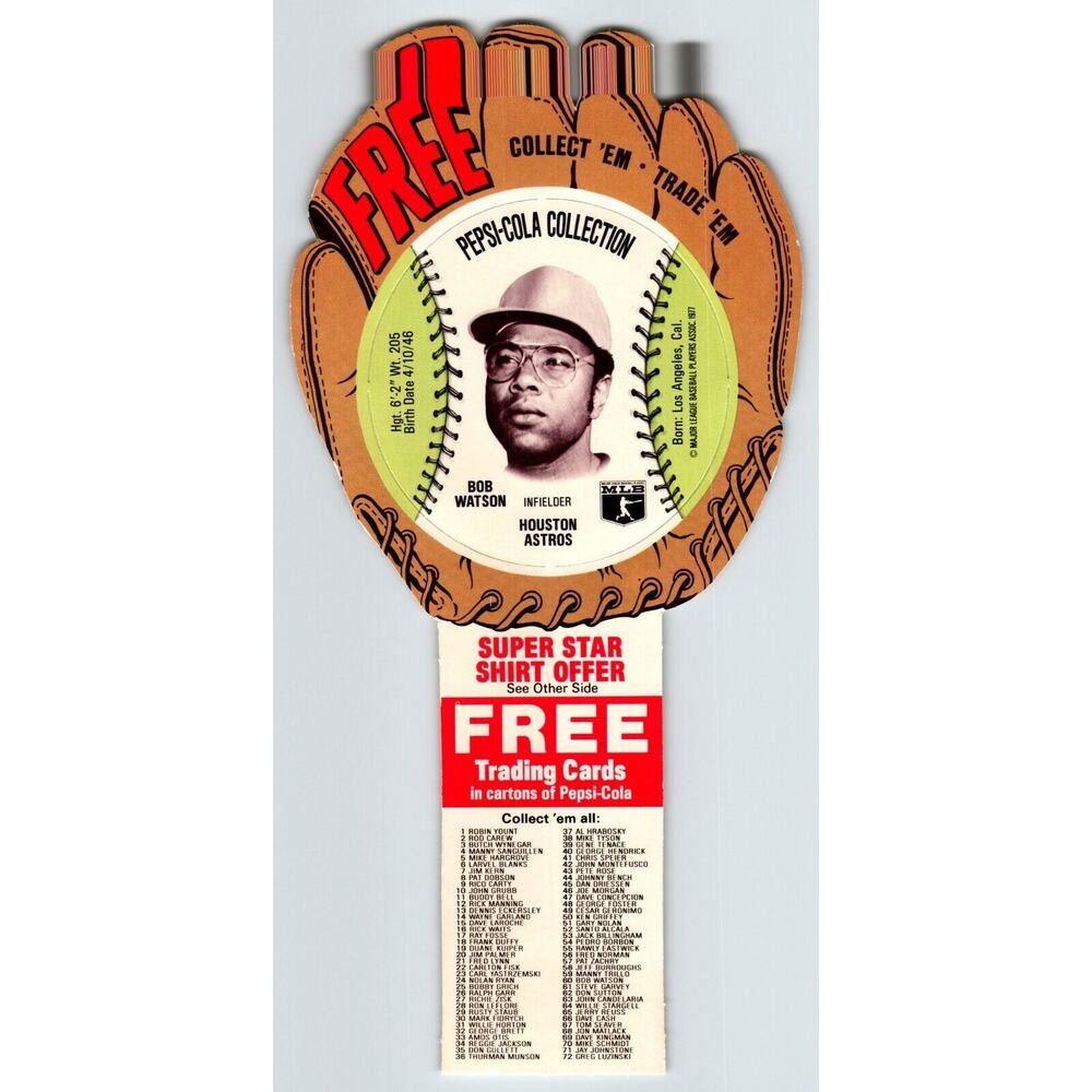 Pepsi-Cola Baseball Trading Card 1977 Bob Watson Houston Astros MLB Trade